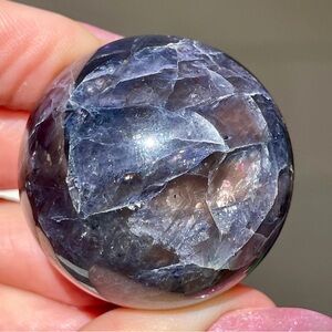 Iolite Sunstone Sphere with a flash Pink Confetti AAA Deep Blue Color
